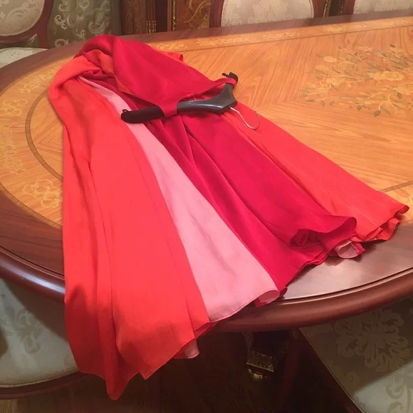 Banana Republic Color Block Orange Paneled long Maxi Dress sz.0 - Picture 5 of 8